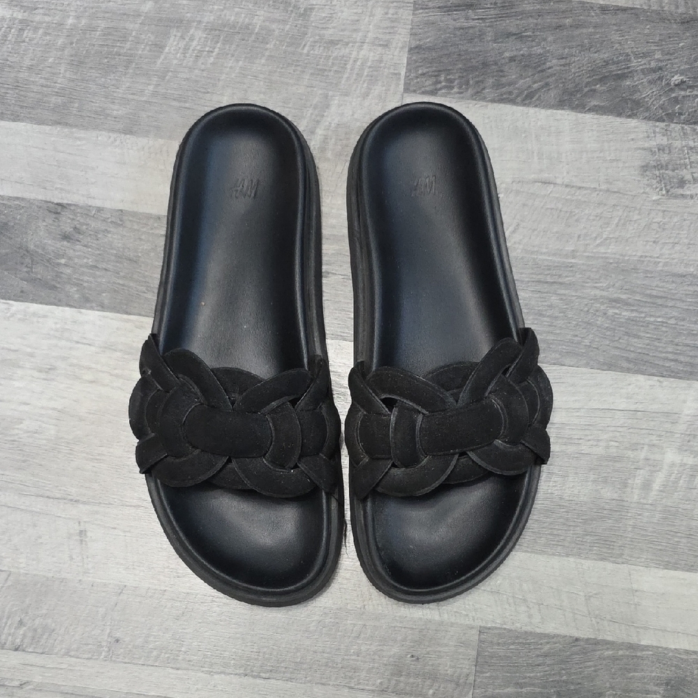 H&M, Black Slide Sandals, Size 8